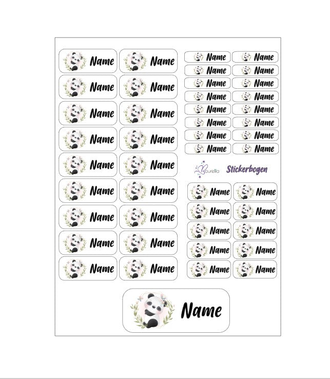 Baurelia Stickerset mit Name Panda 5