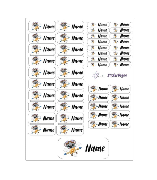 Baurelia Stickerset mit Name Flieger 1
