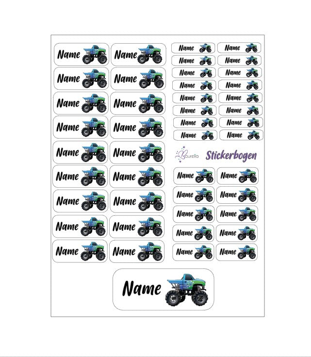 Baurelia Stickerset mit Name Auto 1