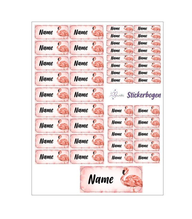 Baurelia Stickerset mit Name Flamingo 1