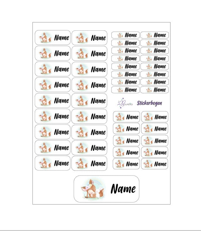 Baurelia Stickerset mit Name Reh 1
