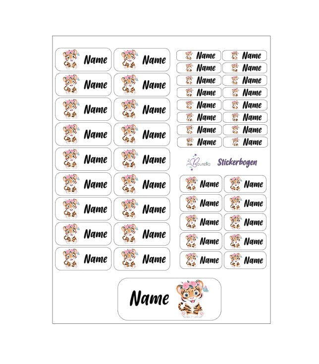 Baurelia Stickerset mit Name Tiger 3