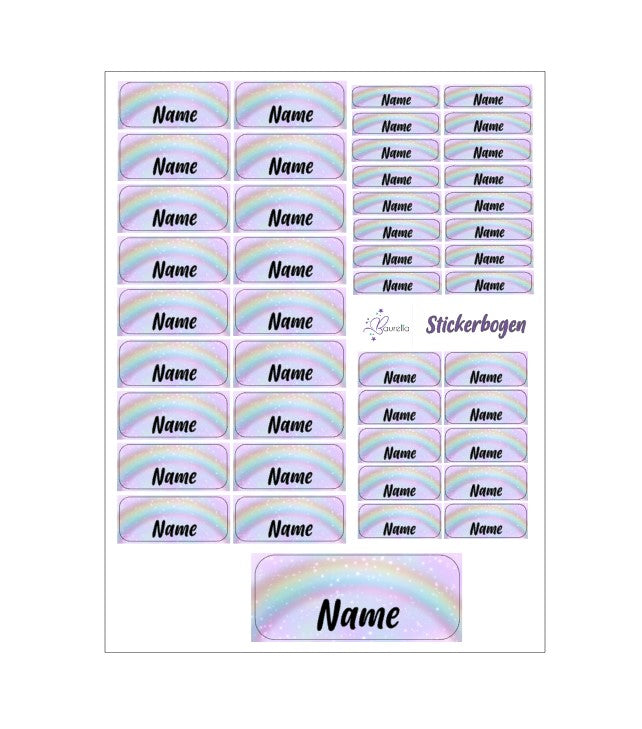 Baurelia Stickerset mit Name Regenbogen 2