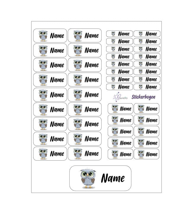 Baurelia Stickerset mit Name Eule 3