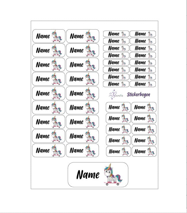 Baurelia Stickerset mit Name Einhorn 5