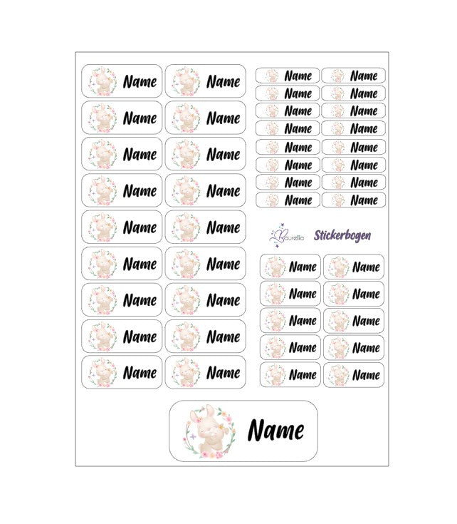 Baurelia Stickerset mit Name Hase 1