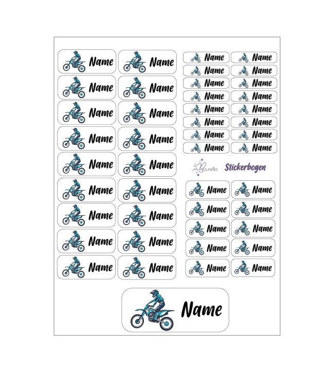 Baurelia Stickerset mit Name Motocross 4