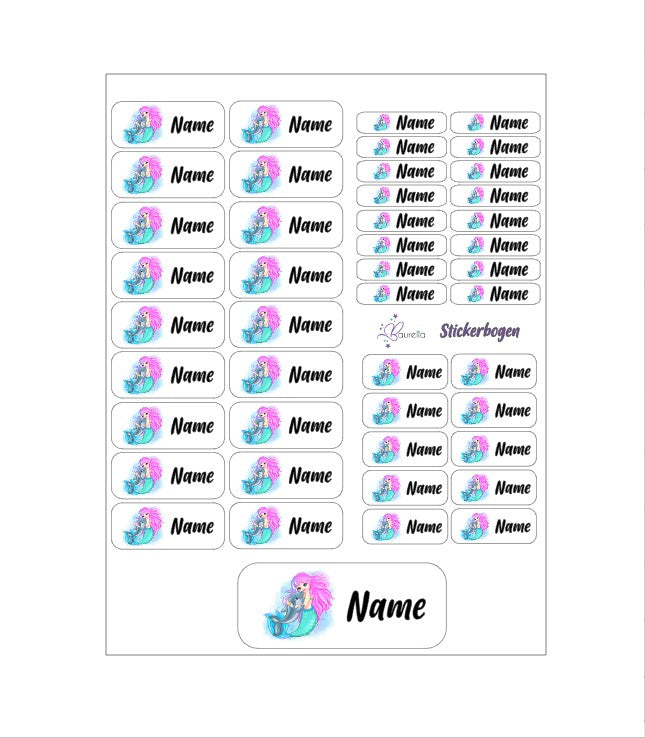 Baurelia Stickerset mit Name Meerjungfrau 5