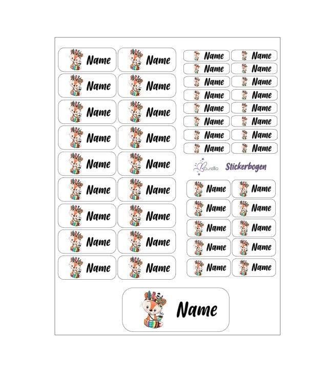 Baurelia Stickerset mit Name Fuchs 3