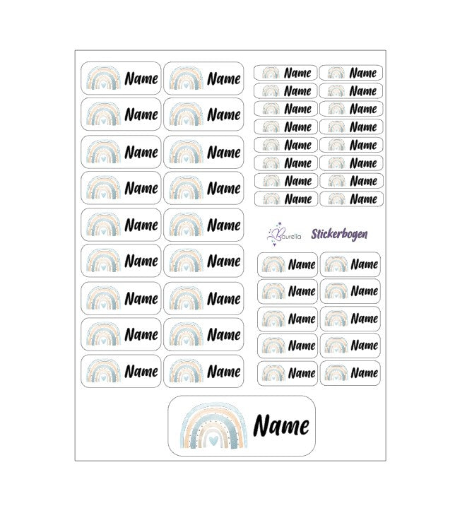 Baurelia Stickerset mit Name Regenbogen 9