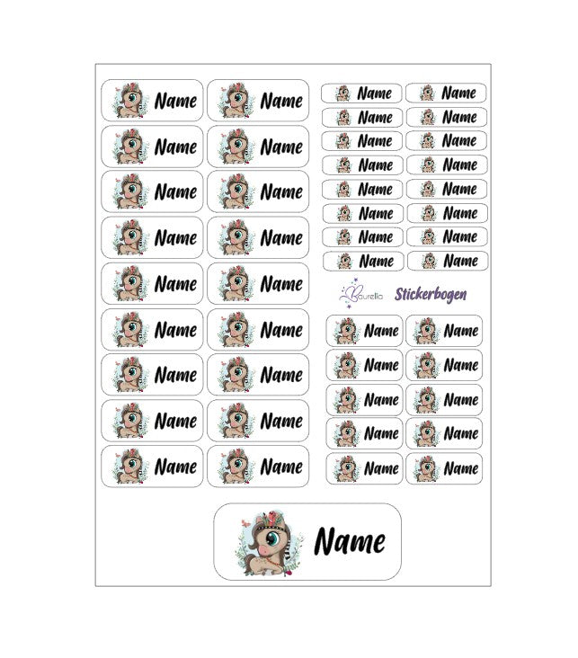 Baurelia Stickerset mit Name Pferd 3