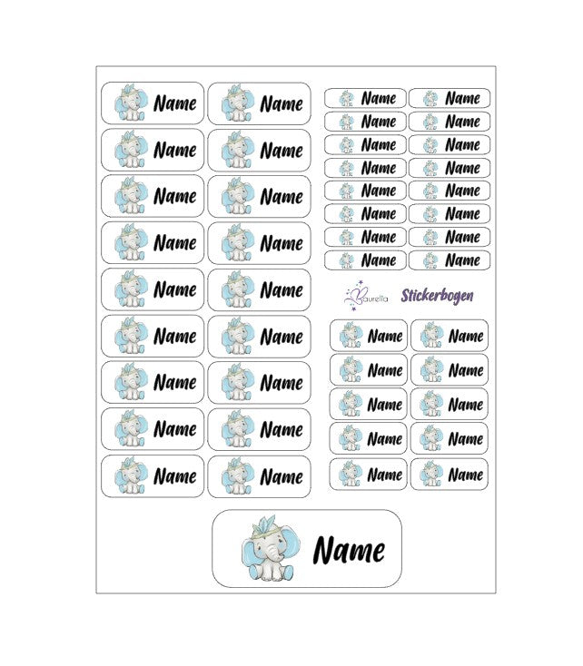 Baurelia Stickerset mit Name Elefant 3