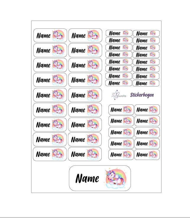 Baurelia Stickerset mit Name Einhorn 8