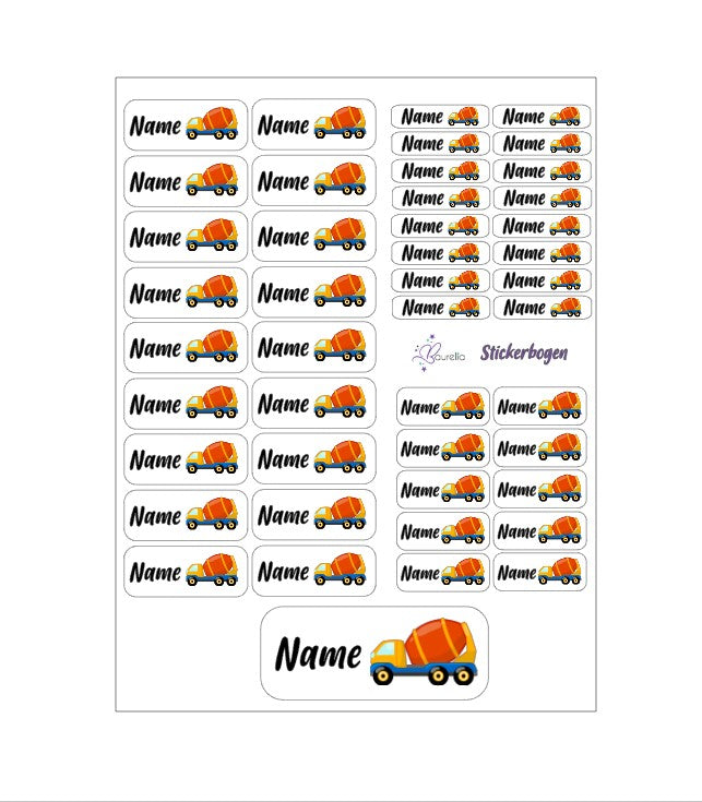Baurelia Stickerset mit Name Lastwagen 2