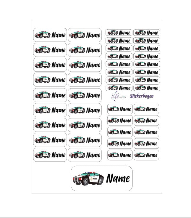 Baurelia Stickerset mit Name Polizei 1
