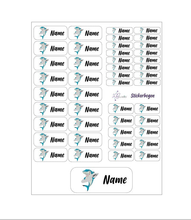 Baurelia Stickerset mit Name Hai 1