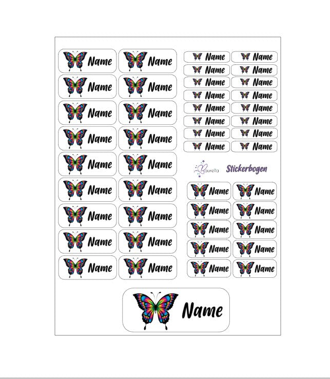 Baurelia Stickerset mit Name Schmetterling 7