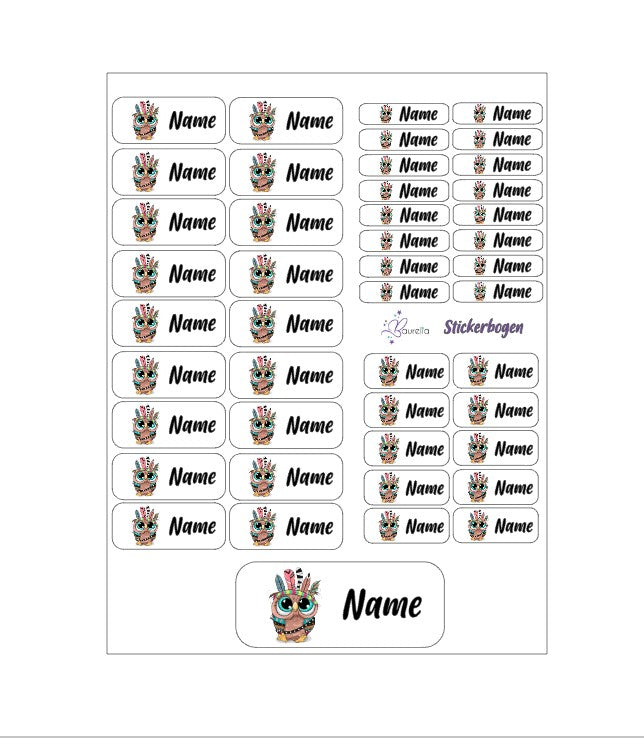 Baurelia Stickerset mit Name Eule 2