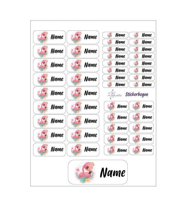 Baurelia Stickerset mit Name Flamingo 2