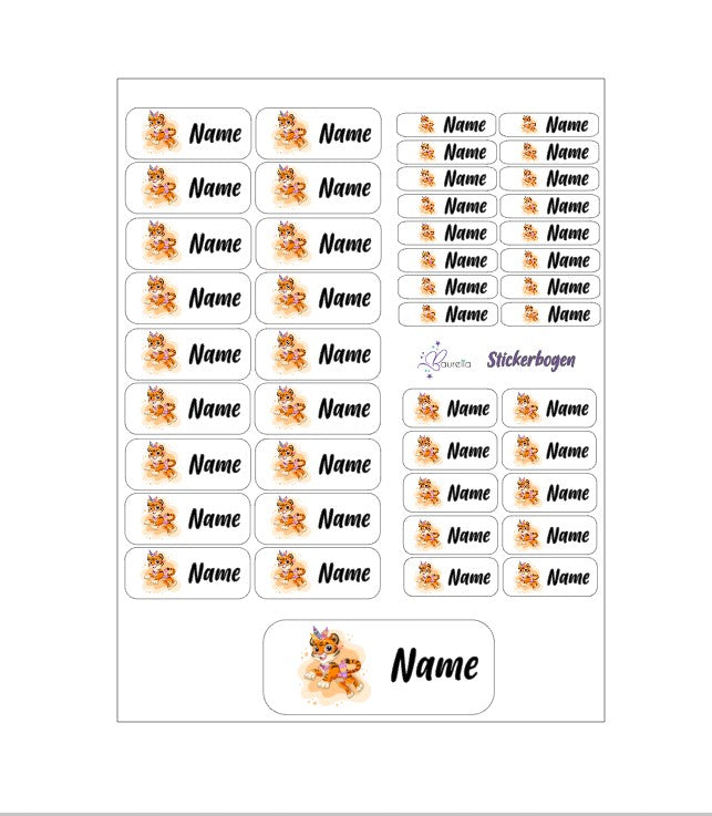 Baurelia Stickerset mit Name Tiger 1