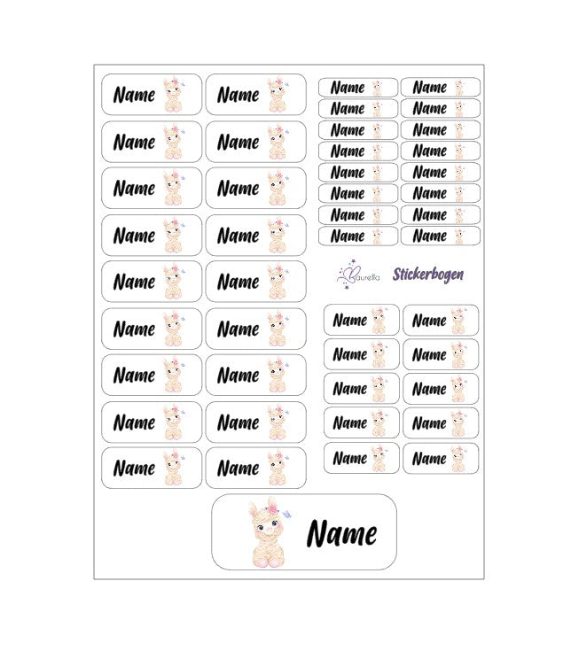 Baurelia Stickerset mit Name Lama 1
