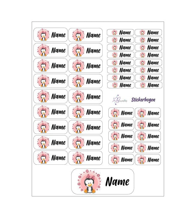 Baurelia Stickerset mit Name Pinguin 4