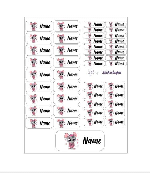 Baurelia Stickerset mit Name Maus 2