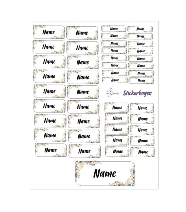 Baurelia Stickerset mit Name Blume 2