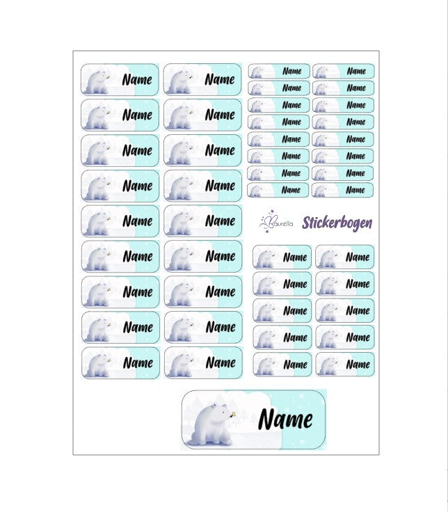 Baurelia Stickerset mit Name Eisbär 1