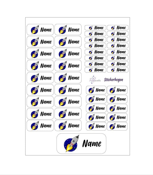 Baurelia Stickerset mit Name Rakete 2