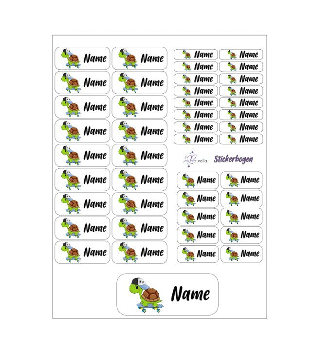 Baurelia Stickerset mit Name Schildkröte 3