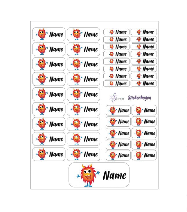 Baurelia Stickerset mit Name Monster 2