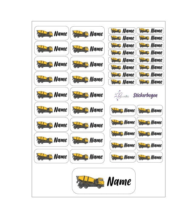 Baurelia Stickerset mit Name Lastwagen 3