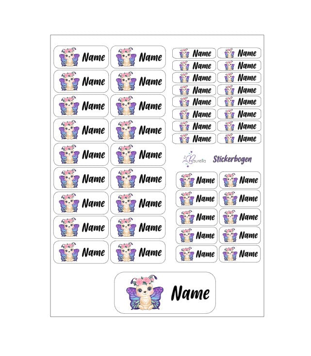 Baurelia Stickerset mit Name Schmetterling 6