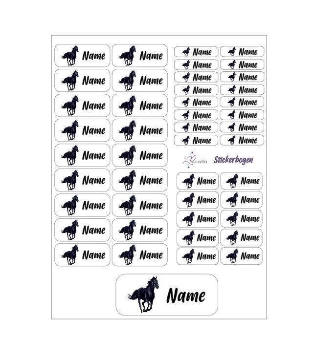 Baurelia Stickerset mit Name Pferd 2