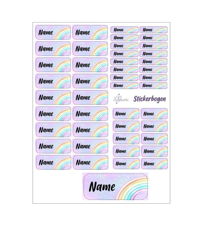 Baurelia Stickerset mit Name Regenbogen 3