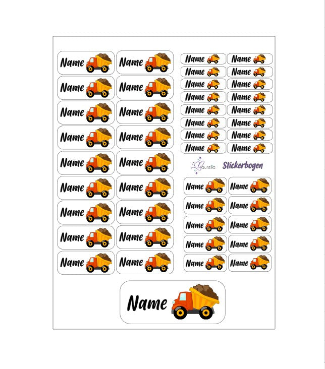 Baurelia Stickerset mit Name Lastwagen 1